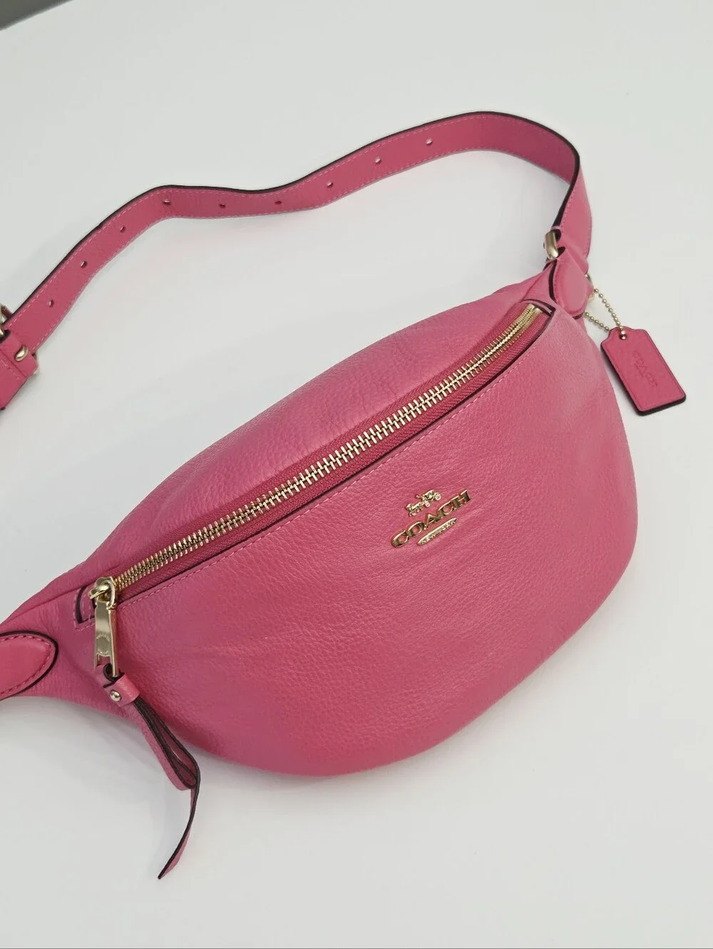 COACH BELT BAG FANNY PACK CROSSBODY PINK PEBBLE LEATHER F48738